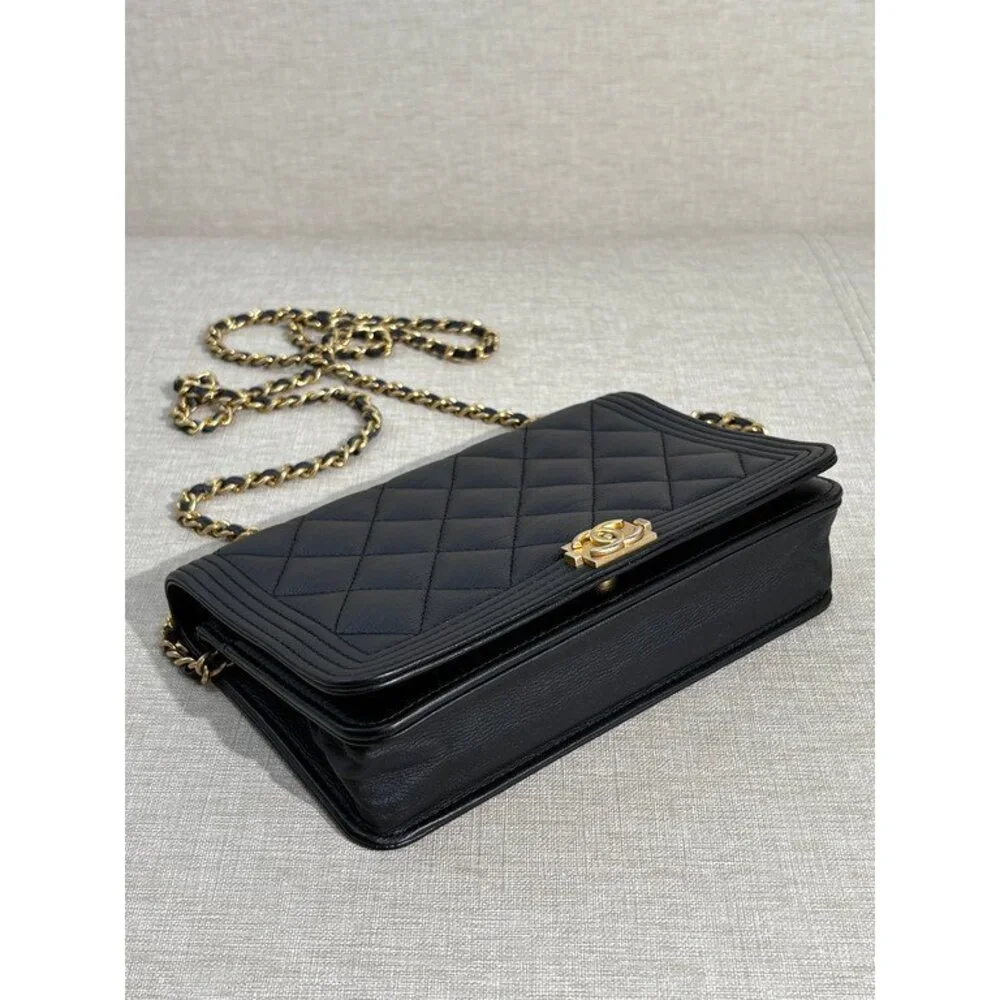 CHANEL Black Caviar Boy WOC GHW